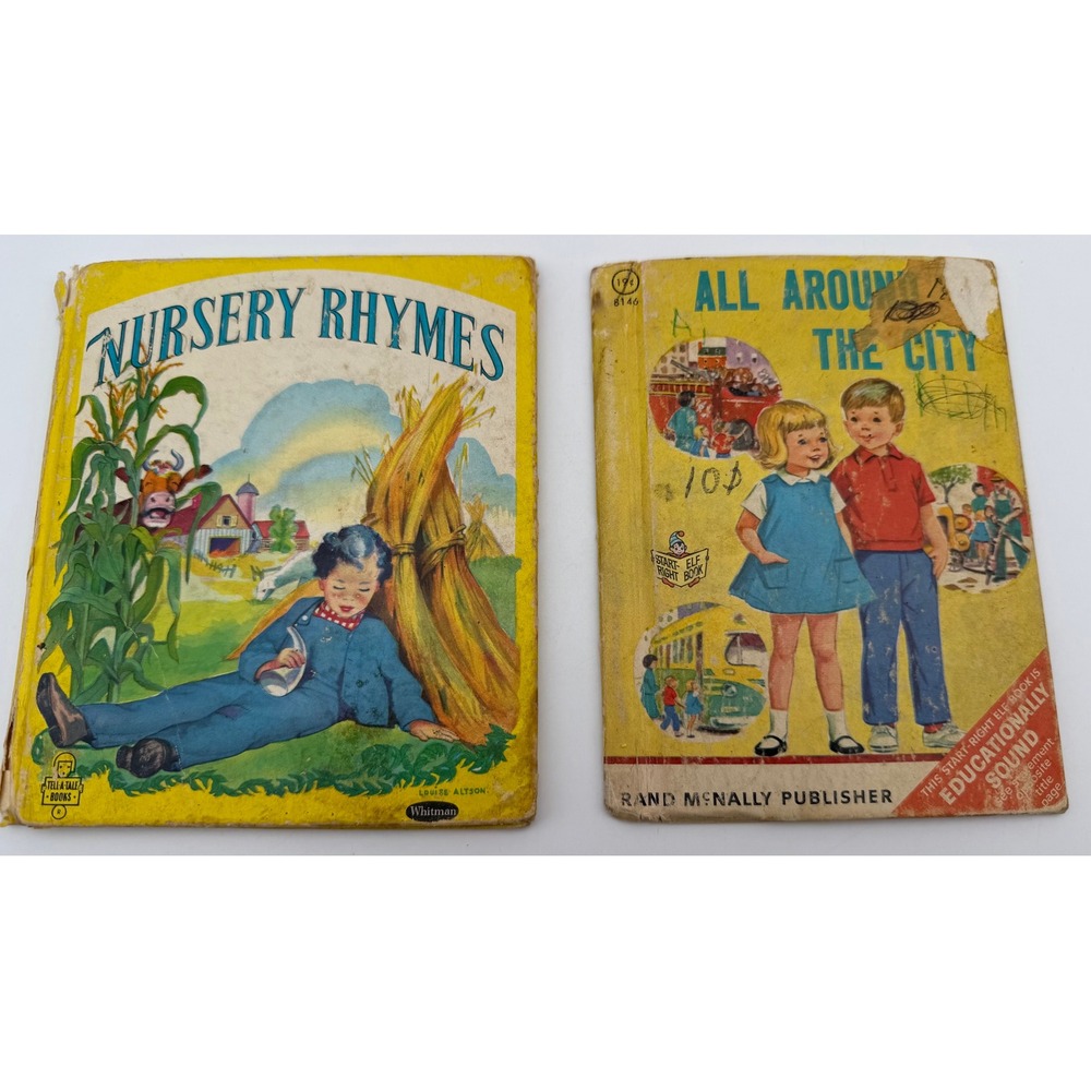 Vintage Childrens Book Lot Nursery Rhymes Whitman All Around City Rand McNally